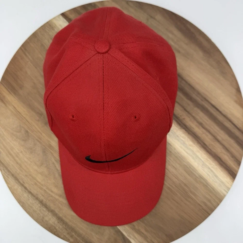 Vintage EUC Nike Hat Cap Snap Back Red Swoosh Logo Adjustable 90's 100% Cotton